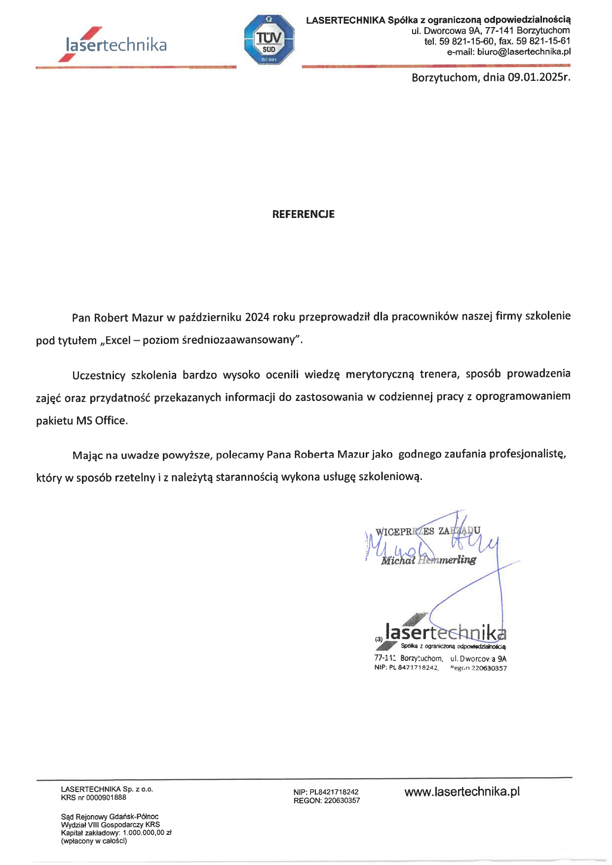Referencje — Lasertechnika Sp. z o.o.