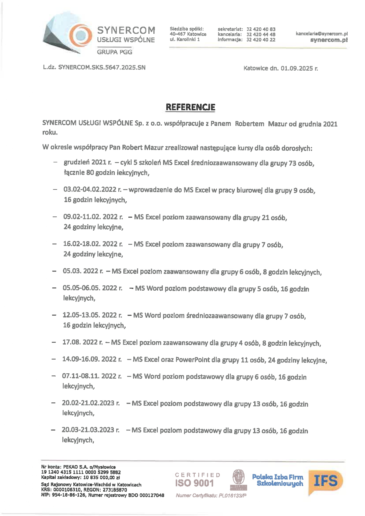 Referencje — Synercom Usługi Wspólne (Grupa PGG), str. 1