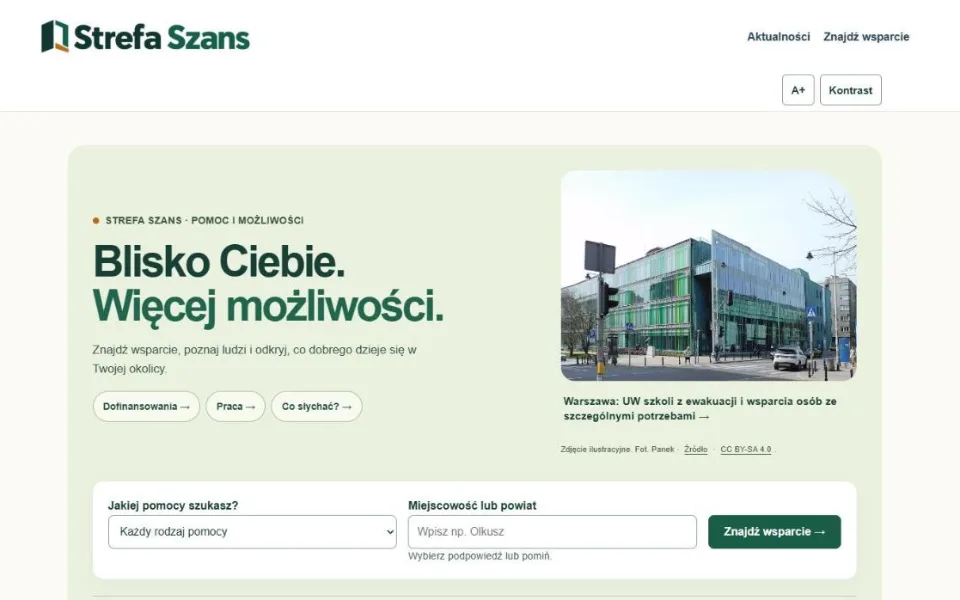Zrzut ekranu strony Strefa Szans